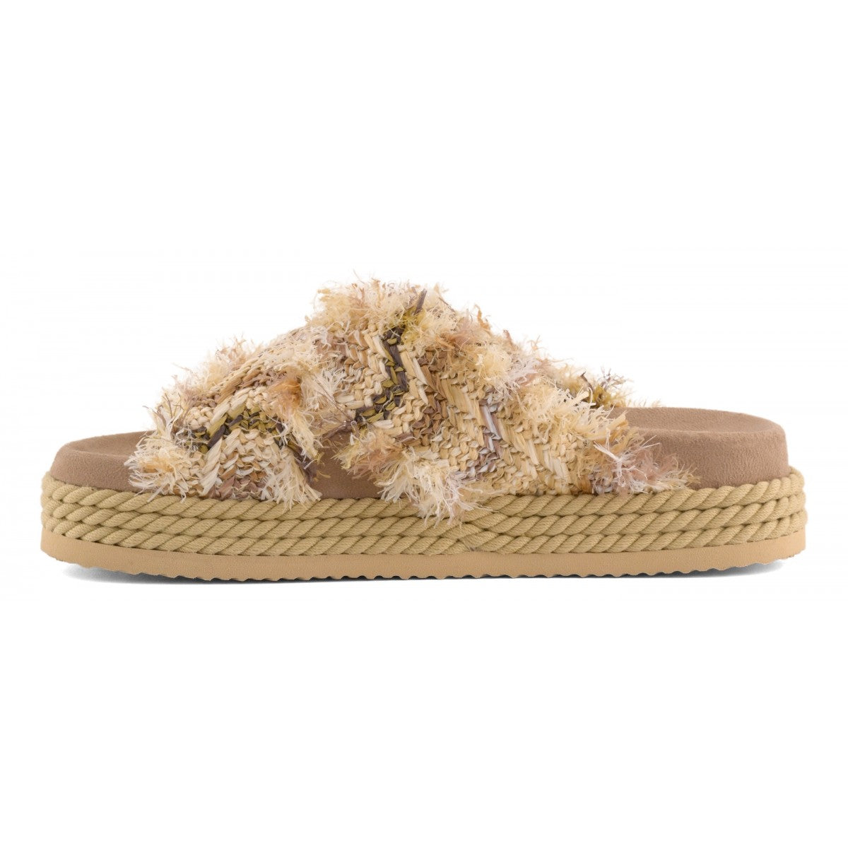 MOU Criss-cross Rope Sandal Raffia Earth