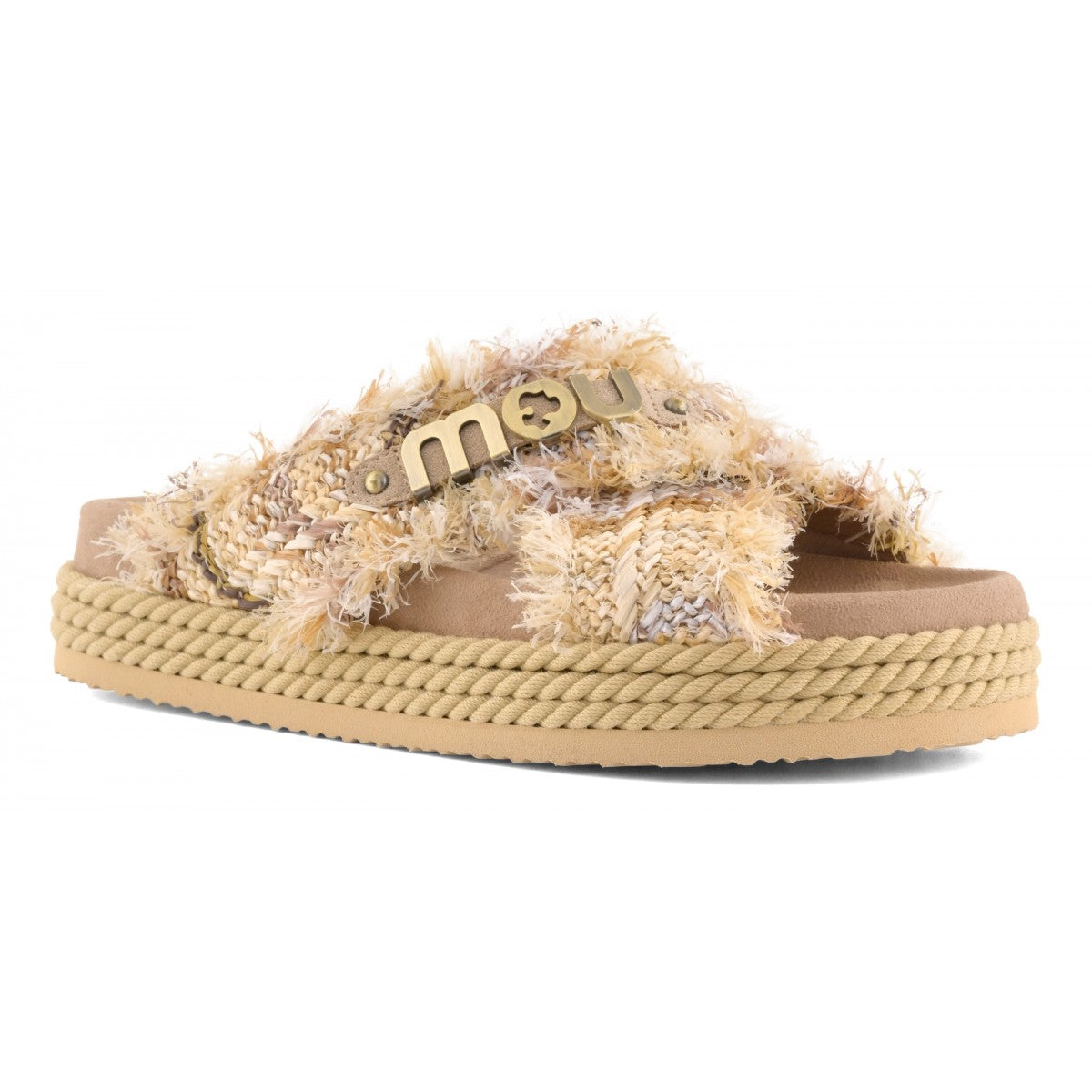 MOU Criss-cross Rope Sandal Raffia Earth