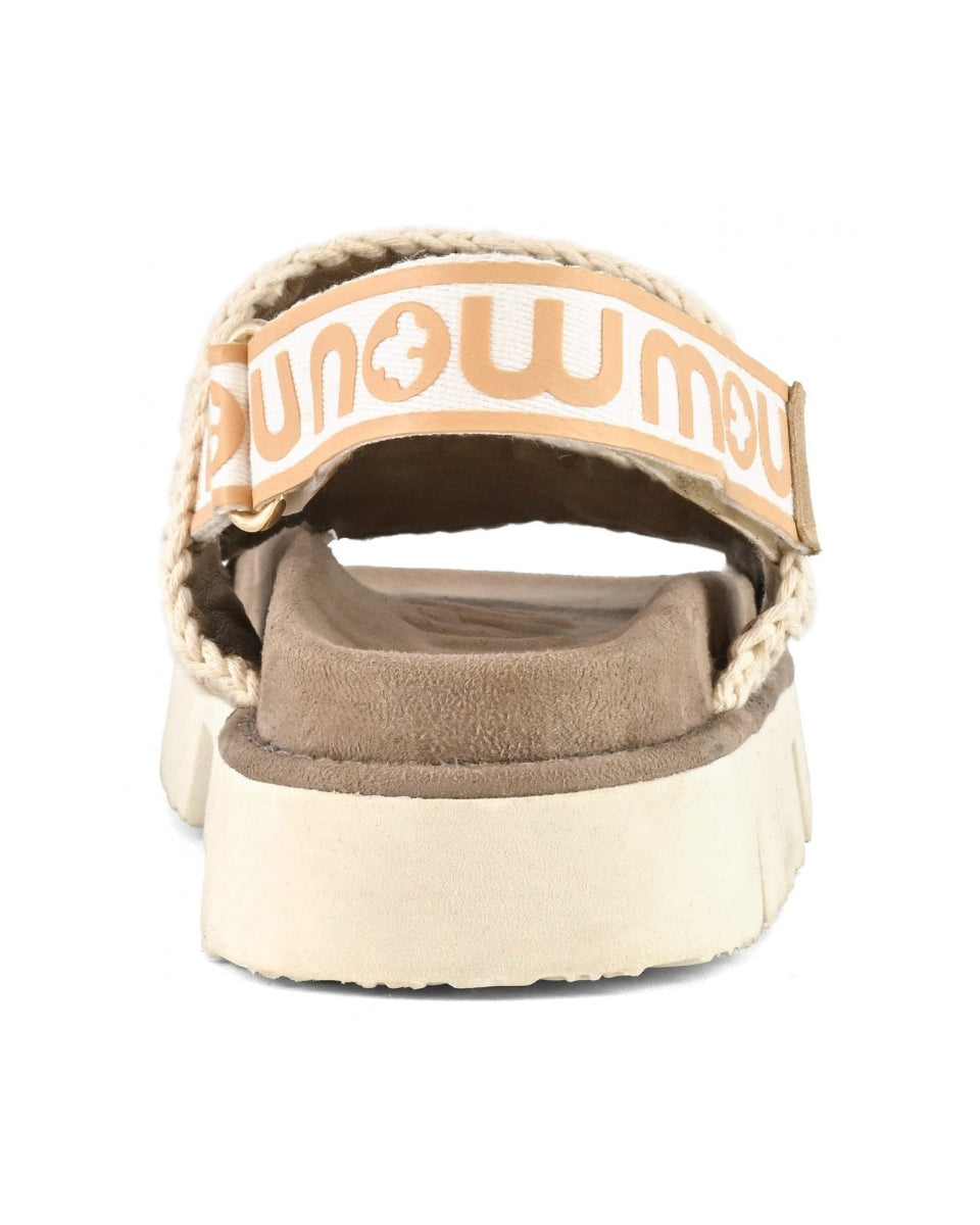 MOU Bio sandal suede & leather logo metallic lizard gold