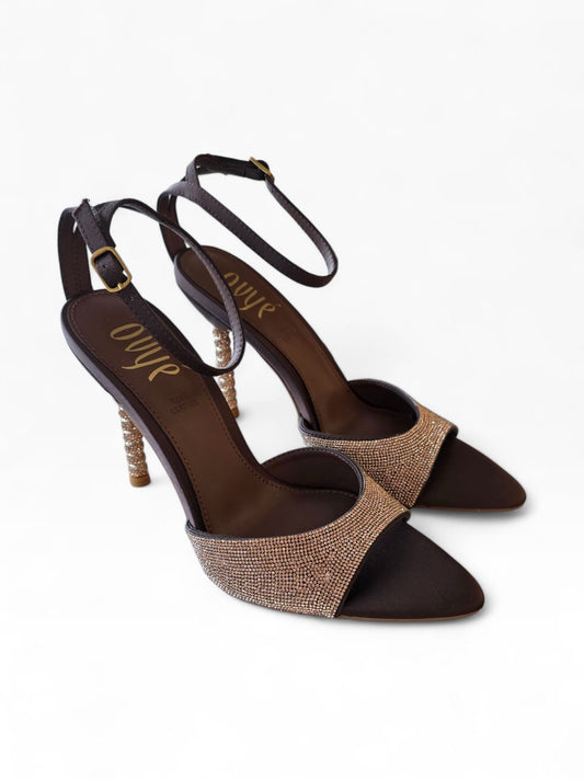 OVYE' Sandali con Tacco Gioiello JOY625 Brown