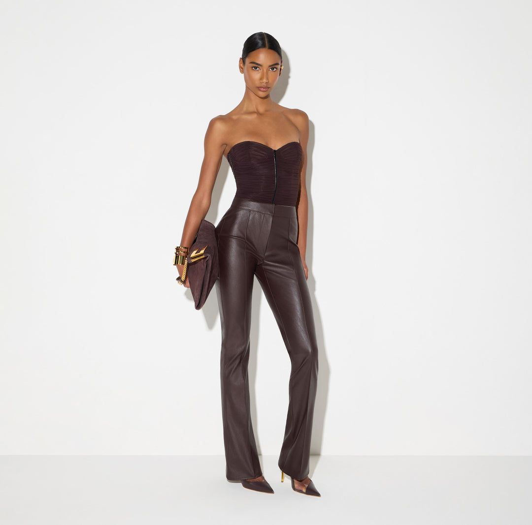 ELISABETTA FRANCHI Pantaloni con nervature PA18866E2 Dark Chocolate