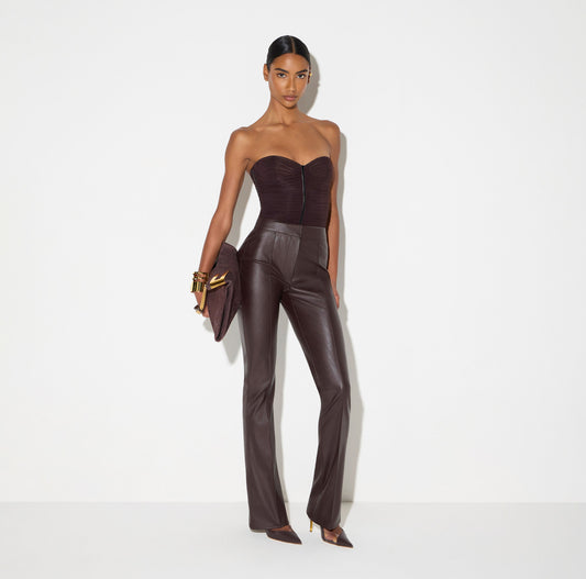 ELISABETTA FRANCHI Pantaloni con nervature PA18866E2 Dark Chocolate
