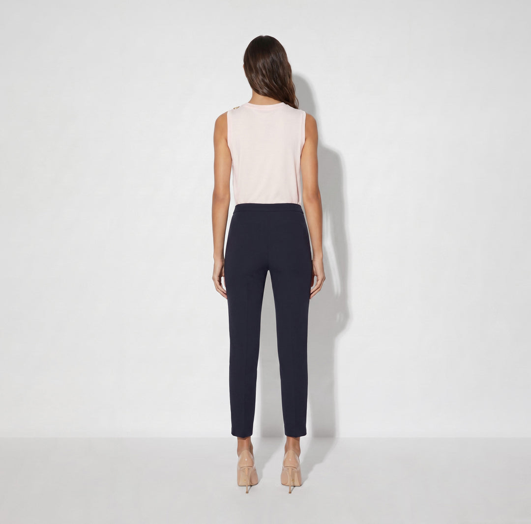 ELISABETTA FRANCHI Pantaloni in doppio crêpe stretch PA19566E2 Blu Notte