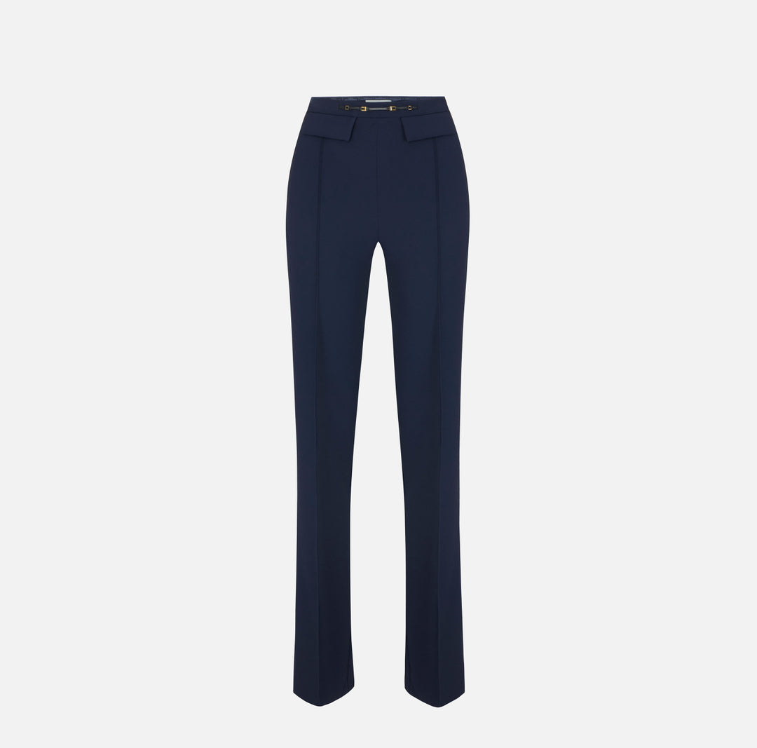 ELISABETTA FRANCHI Pantaloni in doppio crêpe stretch PA19666E2 Blu Notte