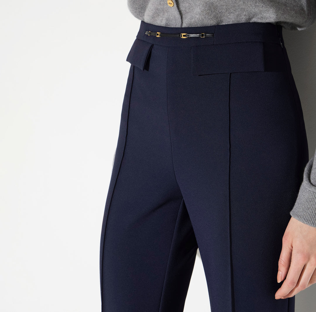 ELISABETTA FRANCHI Pantaloni in doppio crêpe stretch PA19666E2 Blu Notte