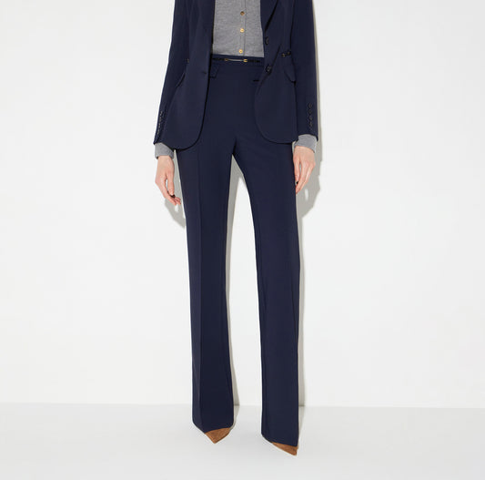 ELISABETTA FRANCHI Pantaloni in doppio crêpe stretch PA19666E2 Blu Notte
