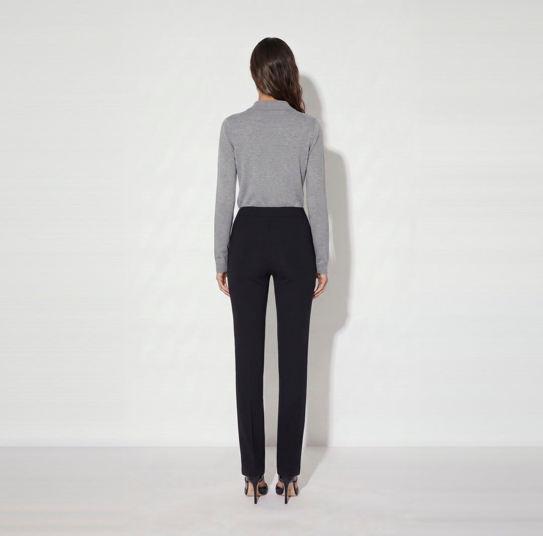 ELISABETTA FRANCHI Pantaloni in doppio crêpe stretch PA19666E2 Nero