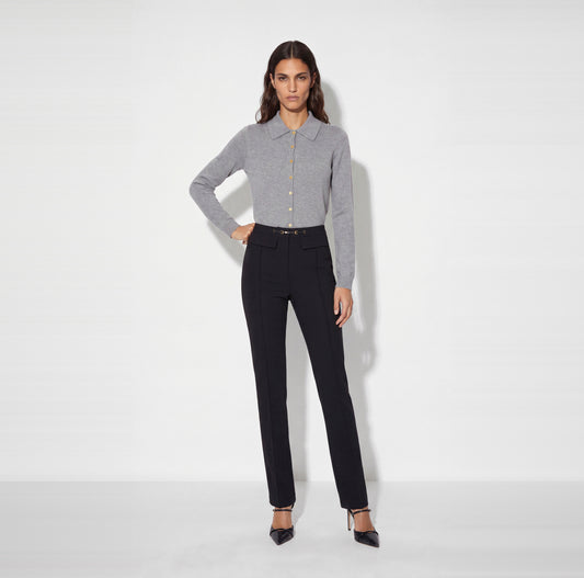 ELISABETTA FRANCHI Pantaloni in doppio crêpe stretch PA19666E2 Nero