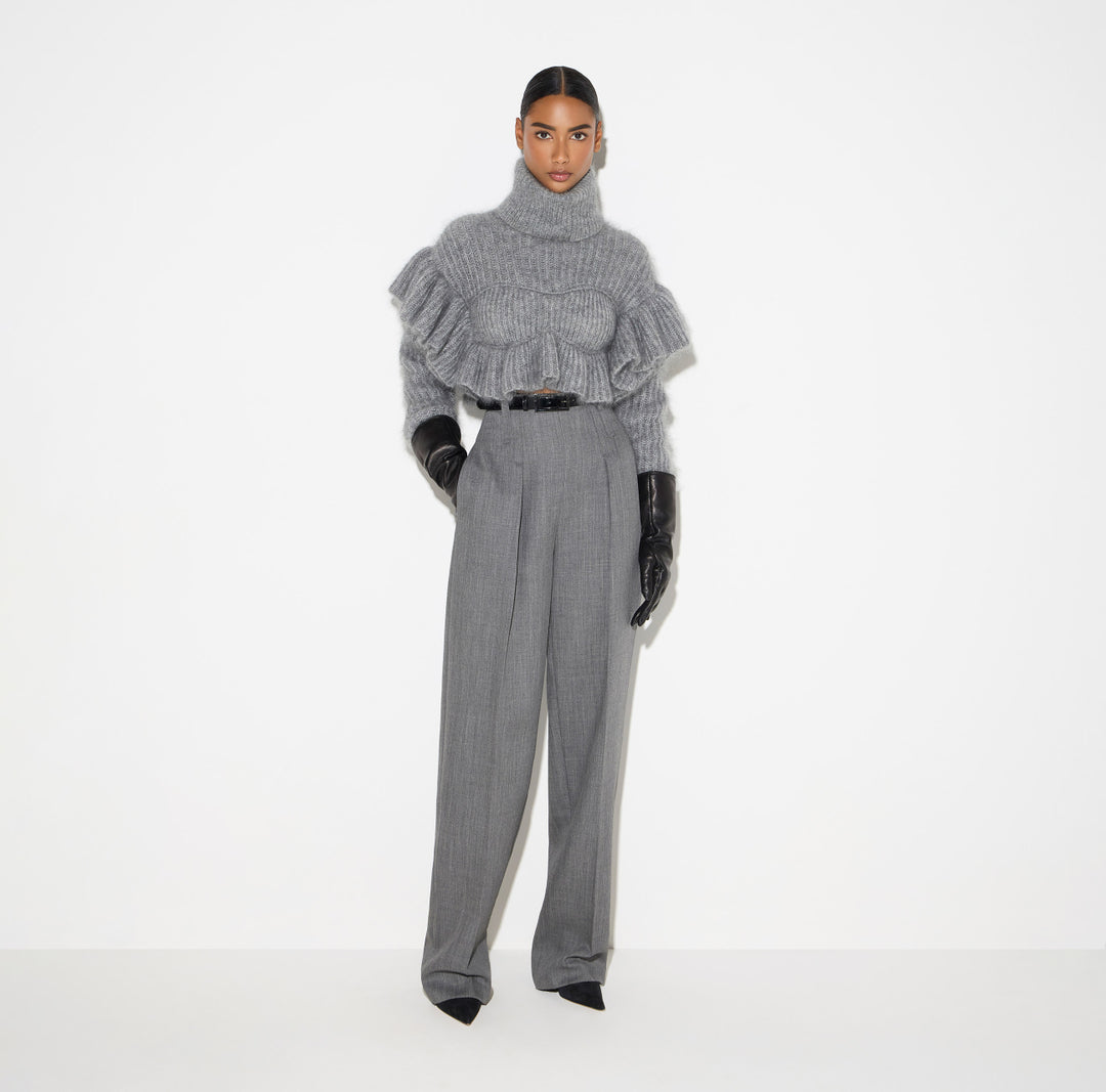 ELISABETTA FRANCHI Pantaloni in lana PA22367E2 Grigio melange
