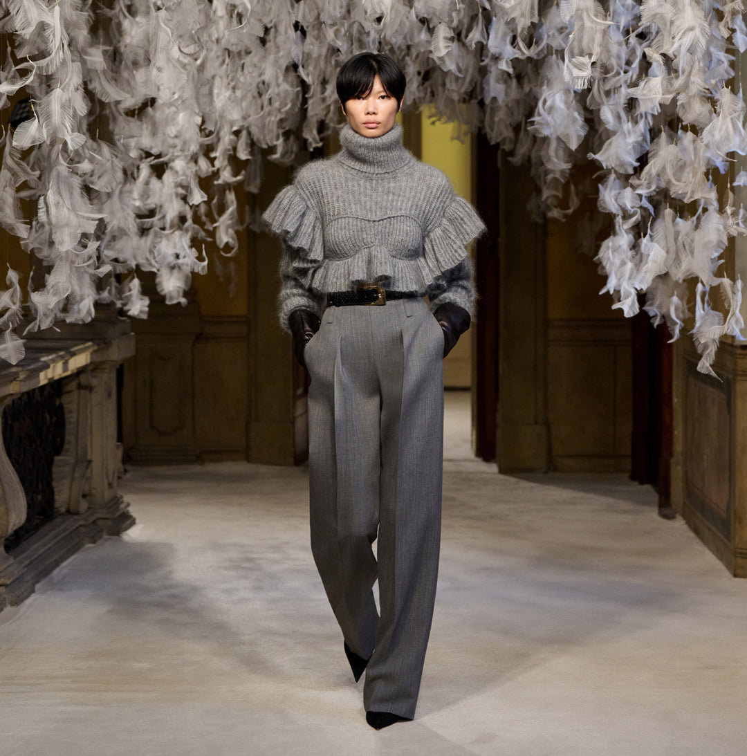 ELISABETTA FRANCHI Pantaloni in lana PA22367E2 Grigio melange