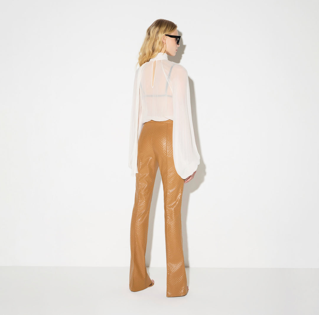 ELISABETTA FRANCHI Pantaloni con trama a squame PA22567E2 Daino