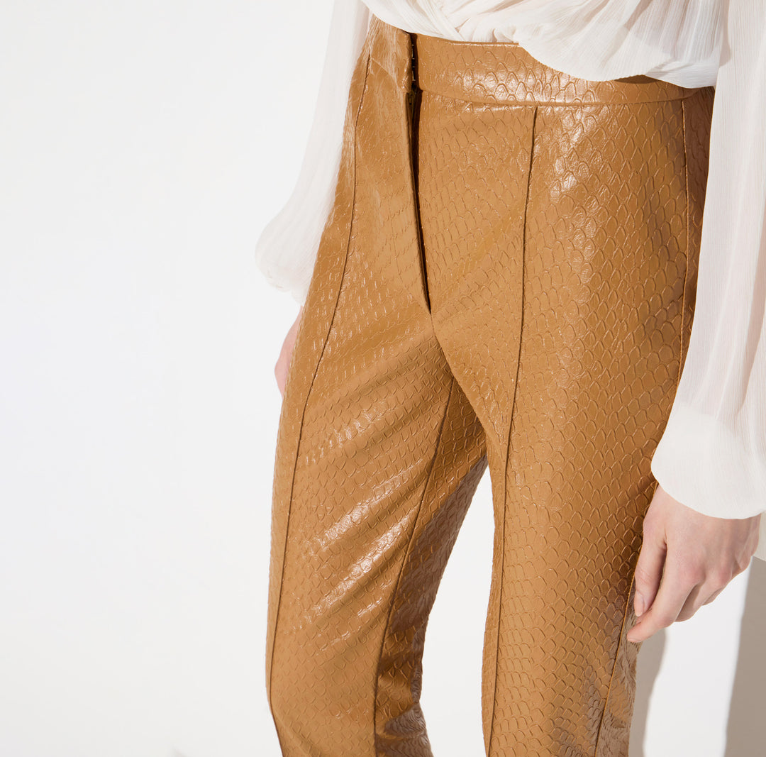 ELISABETTA FRANCHI Pantaloni con trama a squame PA22567E2 Daino