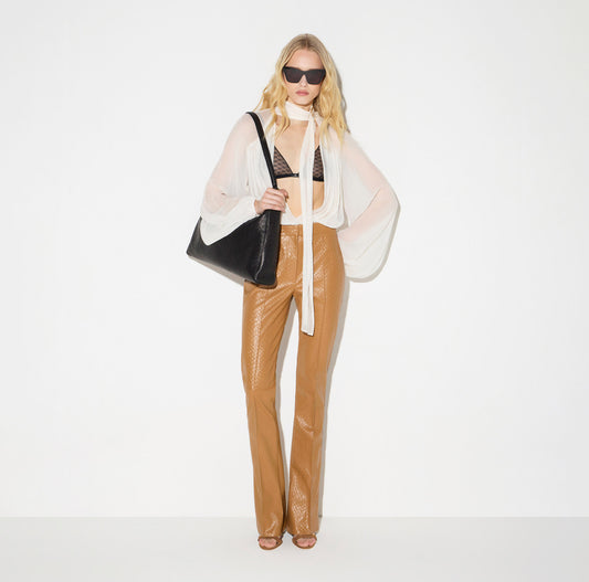 ELISABETTA FRANCHI Pantaloni con trama a squame PA22567E2 Daino