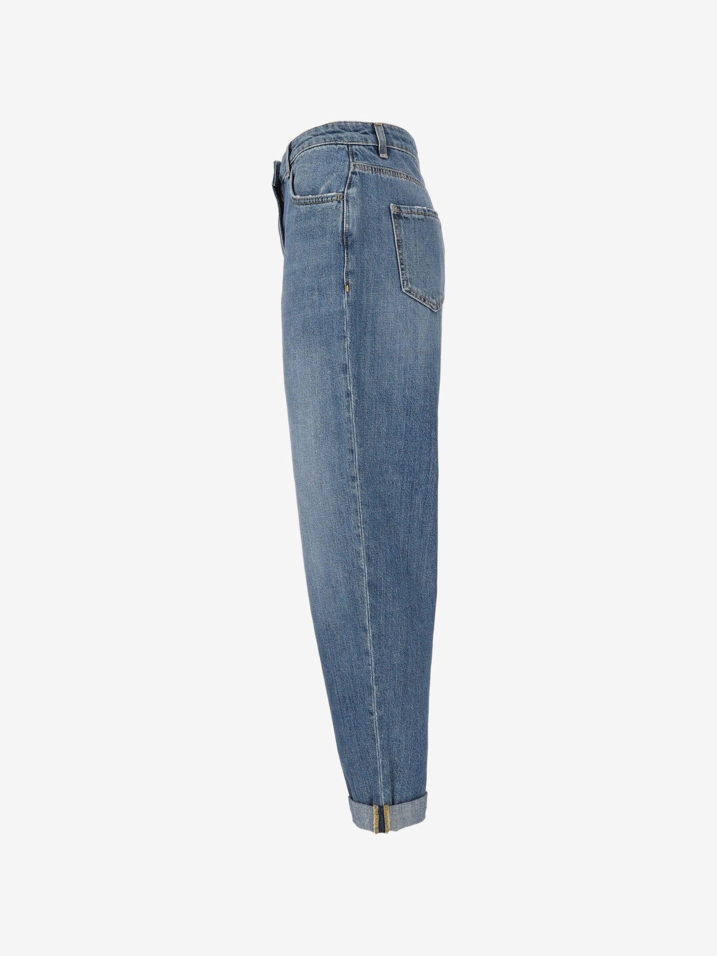 ELISABETTA FRANCHI Jeans Boyfriend con Risvolto e Placca Logo PJ14D66E2 Blue Vintage