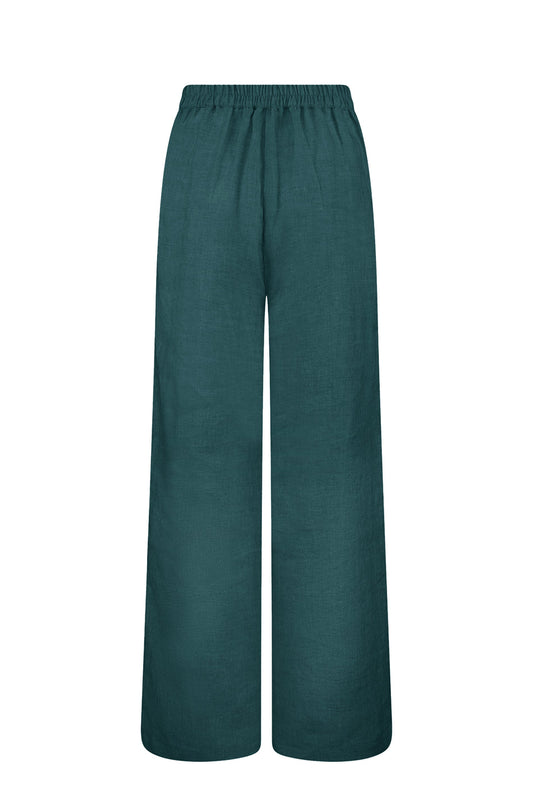 BOMBOOGIE Pantaloni Donna in Lino PW7338TLNI6 Teal Blue 259