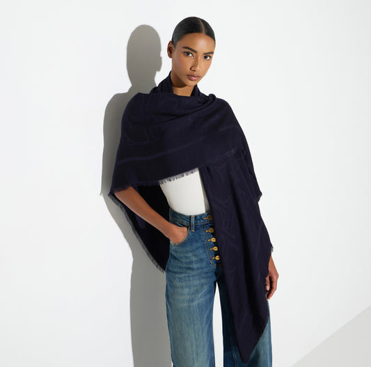 ELISABETTA FRANCHI Sciarpa Foulard in viscosa e modal SC02F66E2 Blu Notte