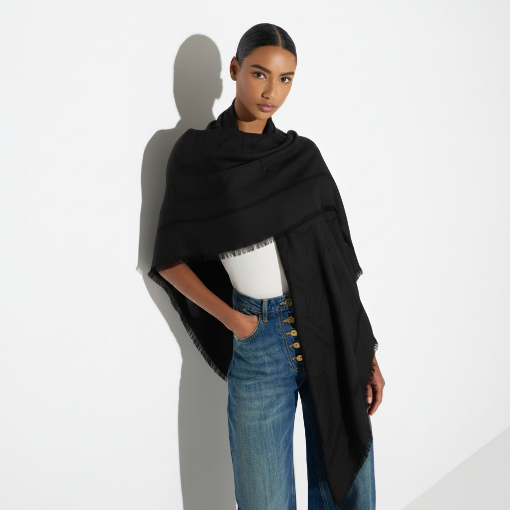 ELISABETTA FRANCHI Sciarpa Foulard in viscosa e modal SC02F66E2 Nero