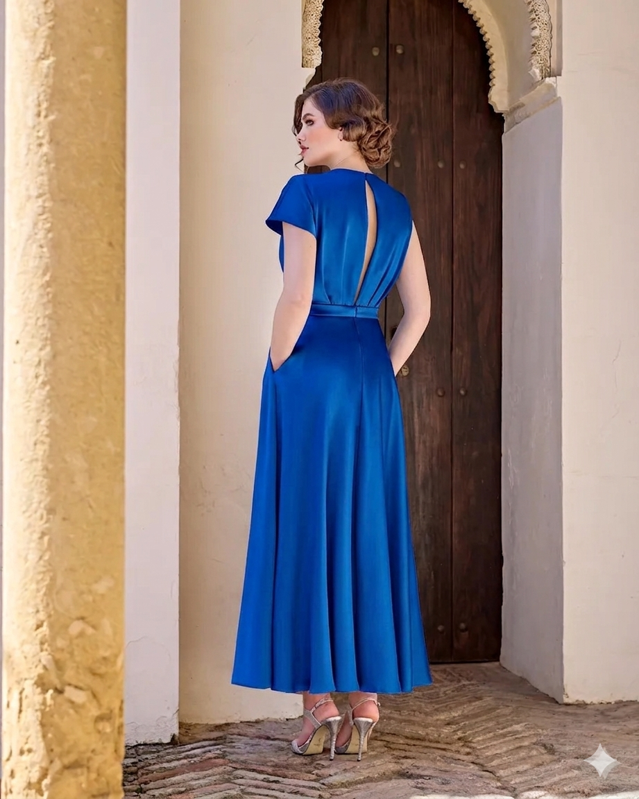 SONIA PENA Abito midi con cintura 21260010 Azzurro
