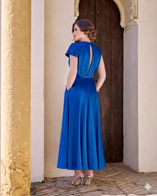 SONIA PENA Abito midi con cintura 21260010 Azzurro