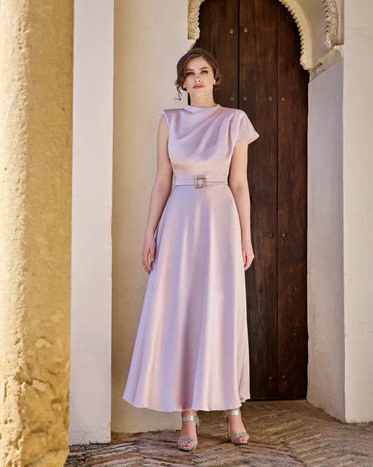 SONIA PENA Abito midi con cintura 21260010 Rosa
