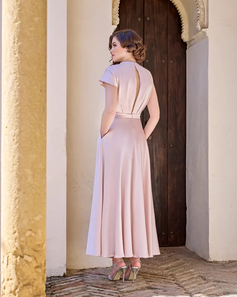 SONIA PENA Abito midi con cintura 21260010 Rosa