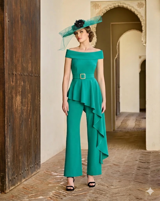 SONIA PENA Completo top con pantaloni e cintura 1260022 Turchese