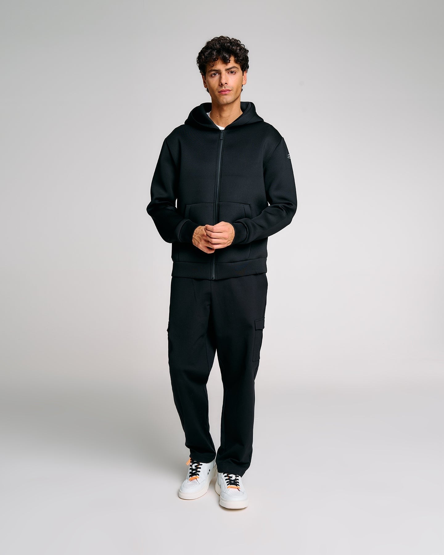 SUNS Felpa Uomo Marzio Scuba con cappuccio e full zip MFS63019U Black