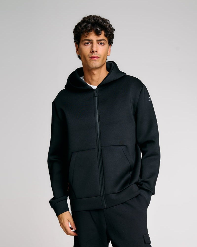 SUNS Felpa Uomo Marzio Scuba con cappuccio e full zip MFS63019U Black