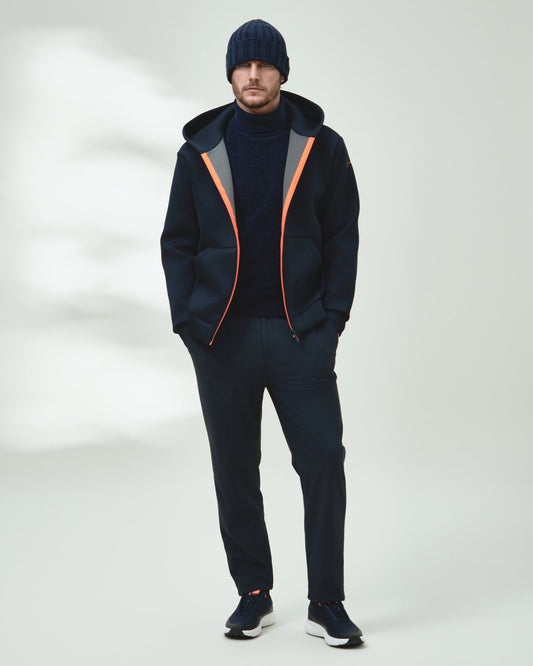 SUNS Felpa Uomo Marzio Scuba con cappuccio e full zip MFS63019U Dark Blue