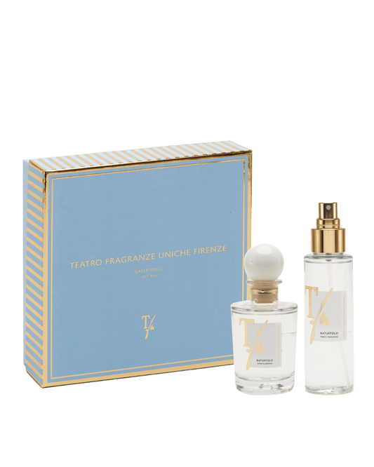 TEATRO FRAGRANZE UNICHE Gift Box BATUFFOLO Combo Fabric Spray ML.100 + Room Diffuser Sticks ML.100