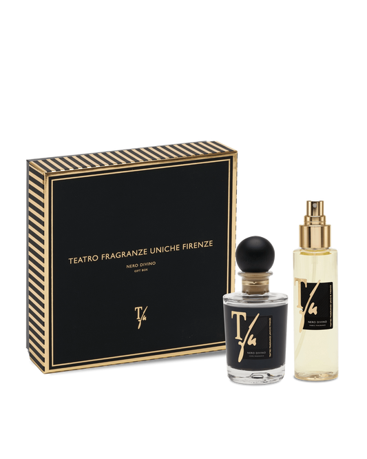 TEATRO FRAGRANZE UNICHE Gift Box NERO DIVINO Combo Fabric Fragrance Spray 100ml + Reed Diffuser 100ml