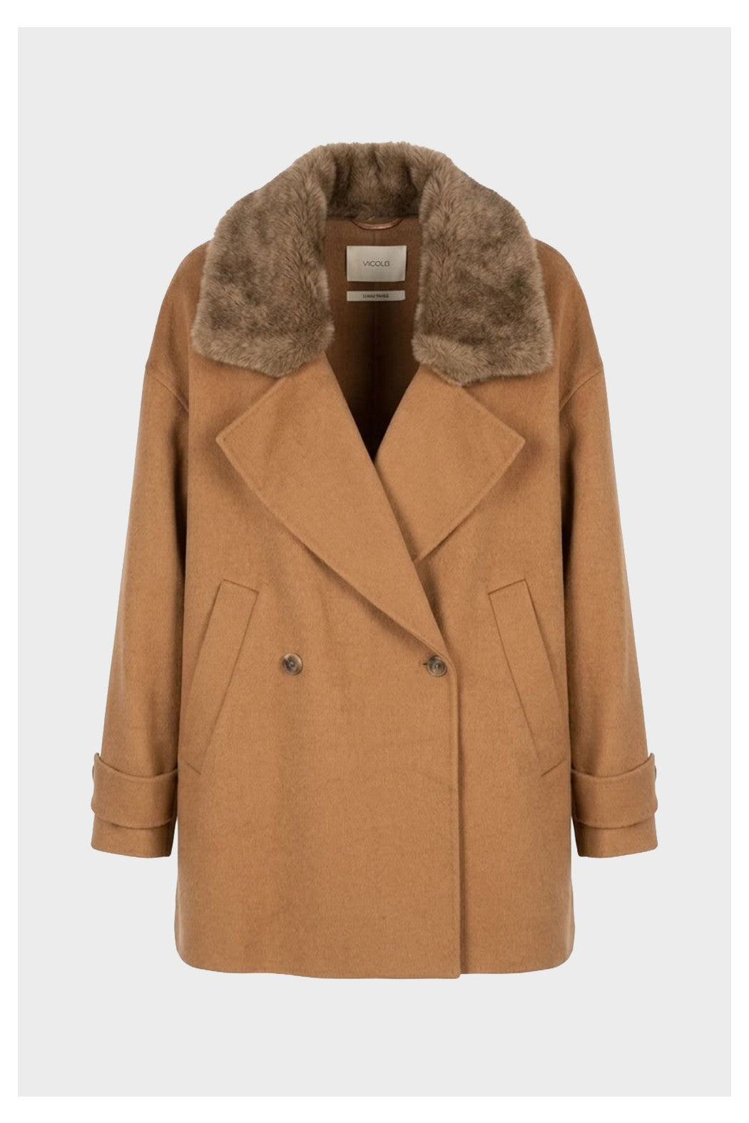 VICOLO Cappotto collo Pelliccia TAC0019 Cammello