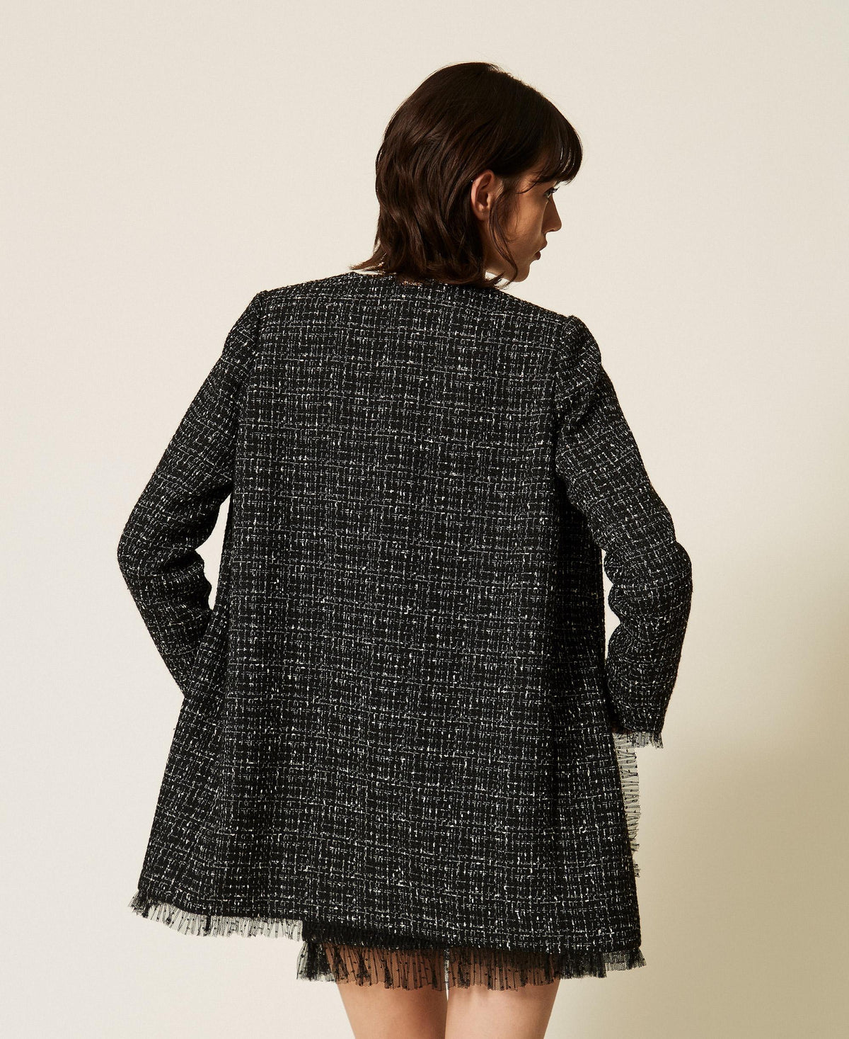 TWINSET Cappotto boucle in tulle plumetis 262TP2085 Boucle Nero Giglio