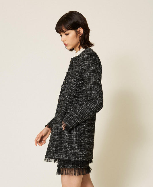 TWINSET Cappotto boucle in tulle plumetis 262TP2085 Boucle Nero Giglio