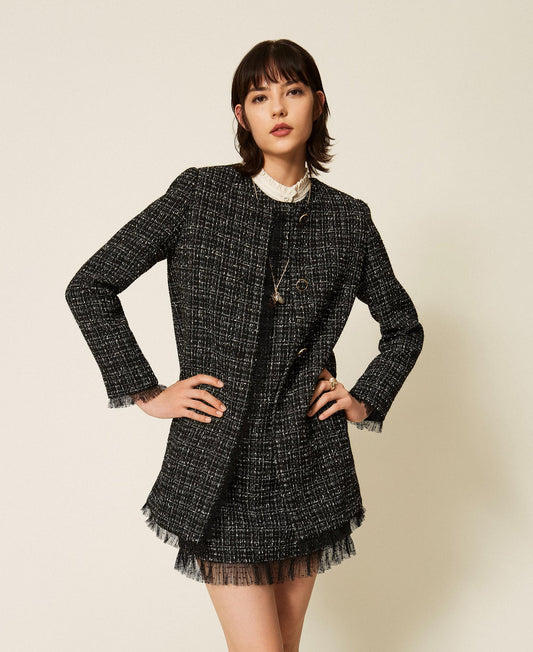 TWINSET Cappotto boucle in tulle plumetis 262TP2085 Boucle Nero Giglio