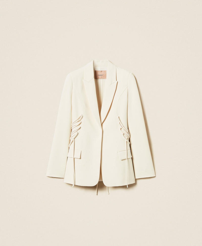 TWINSET Giacca Blazer Donna  in crêpe cady con lacci 252TP2285 Madreperla
