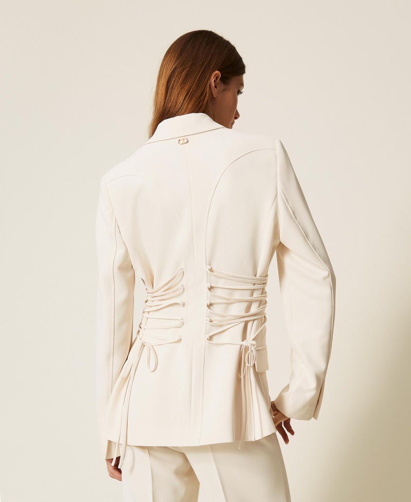 TWINSET Giacca Blazer Donna  in crêpe cady con lacci 252TP2285 Madreperla