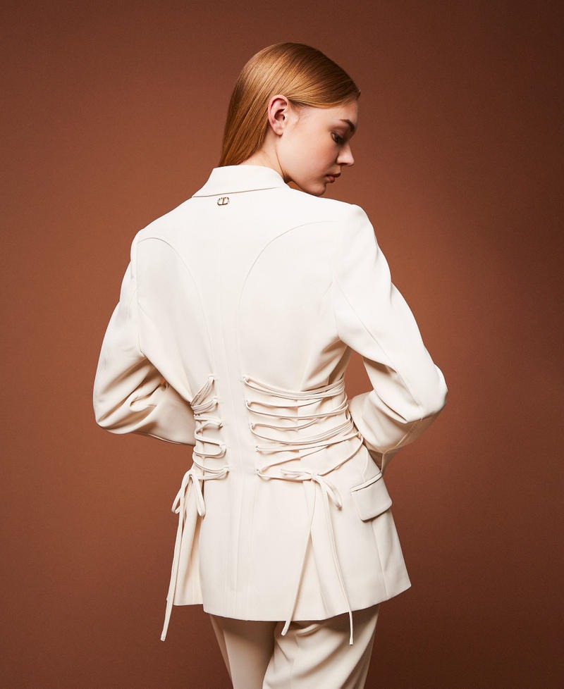 TWINSET Giacca Blazer Donna  in crêpe cady con lacci 252TP2285 Madreperla