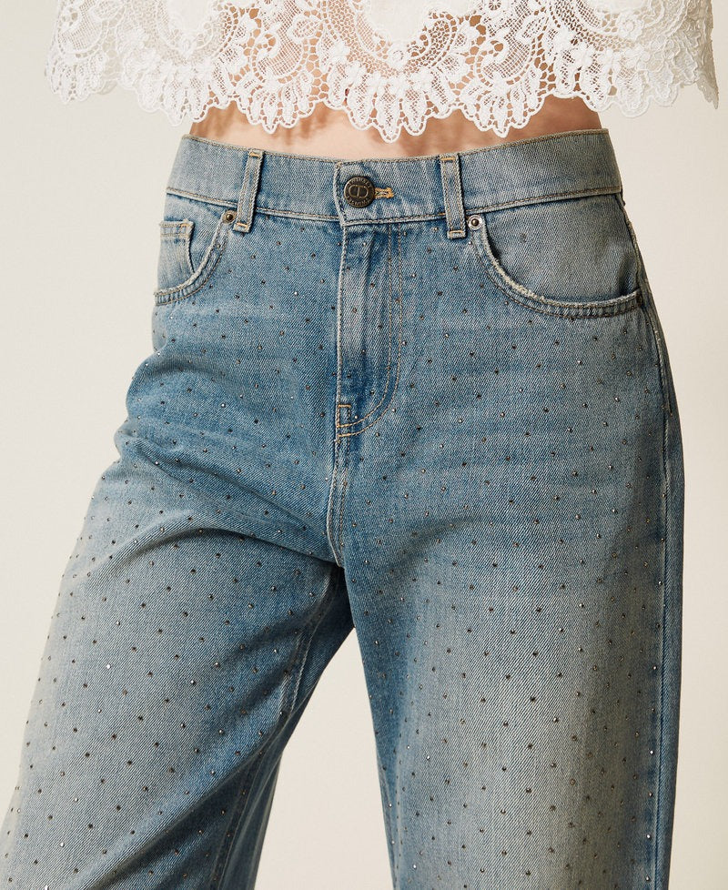 TWINSET Jeans Donna con Brillantini 252TT2270 Denim Blu