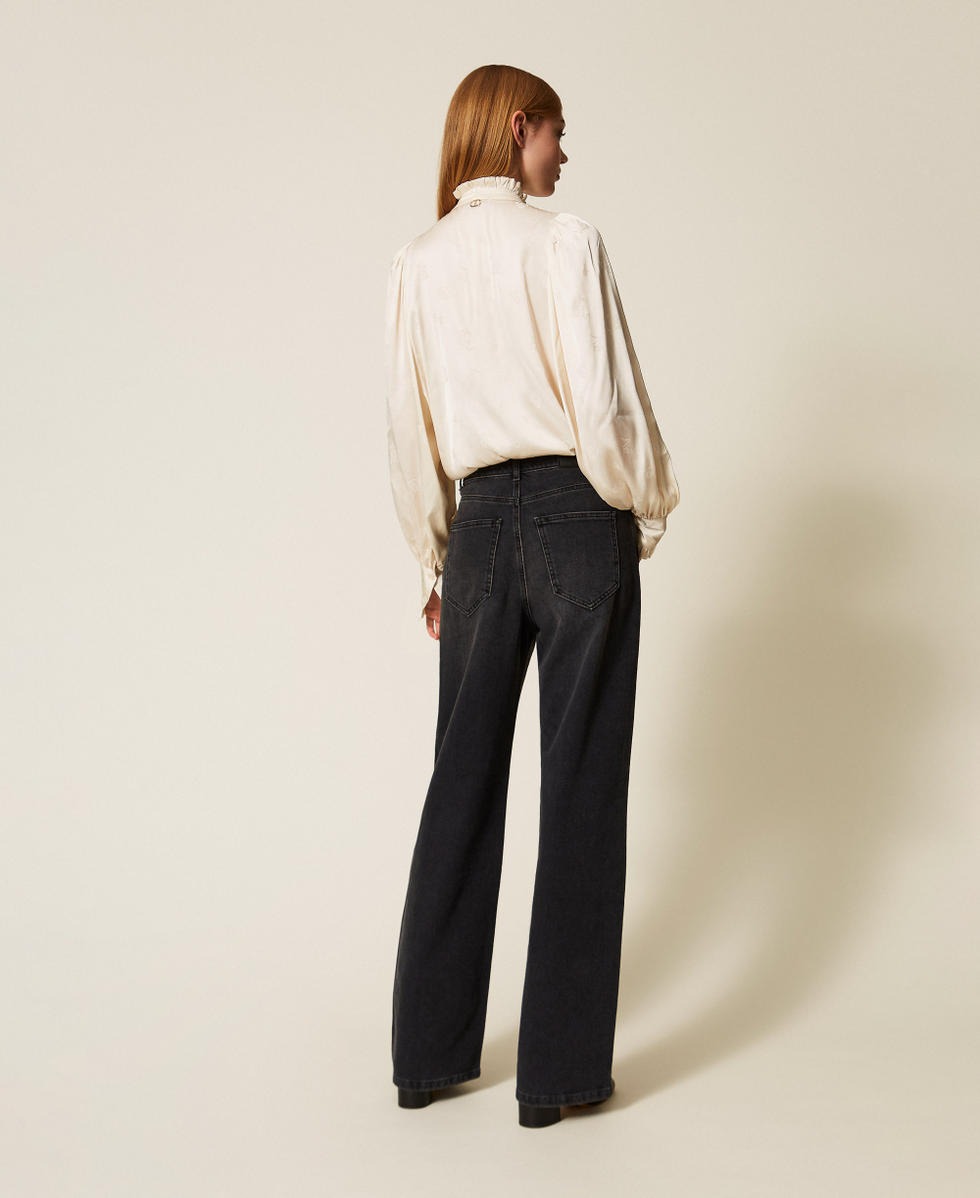 TWINSET Jeans Donna con Brillantini 252TT2271 Denim Nero