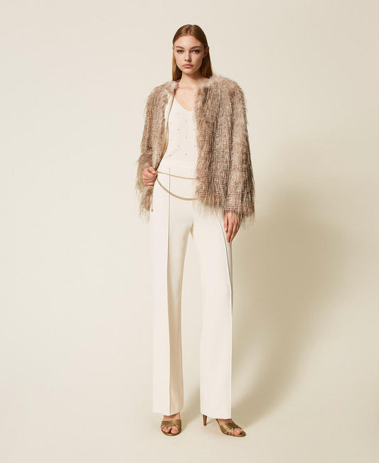 TWINSET Pantaloni Donna in crêpe cady con cintura 252TP2281 Madreperla