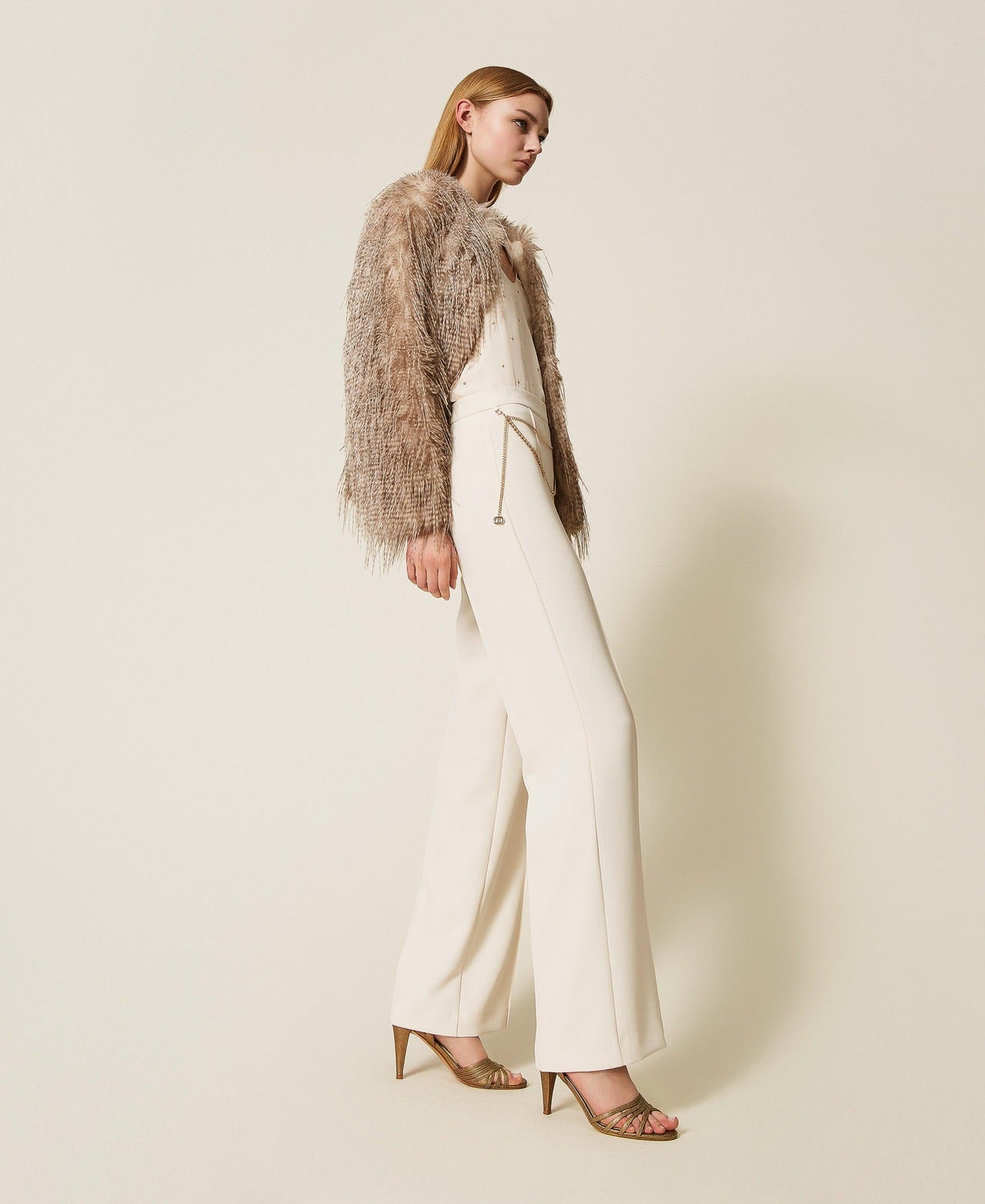 TWINSET Pantaloni Donna in crêpe cady con cintura 252TP2281 Madreperla