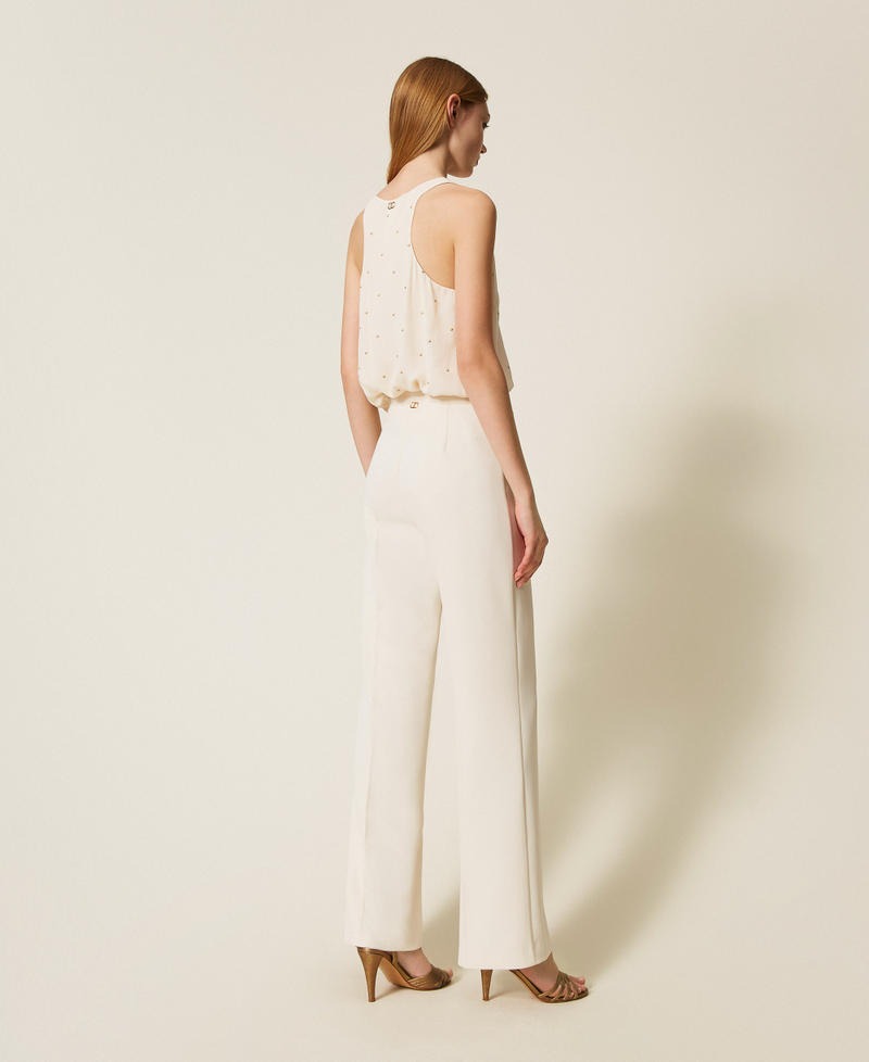 TWINSET Pantaloni Donna in crêpe cady con cintura 252TP2281 Madreperla