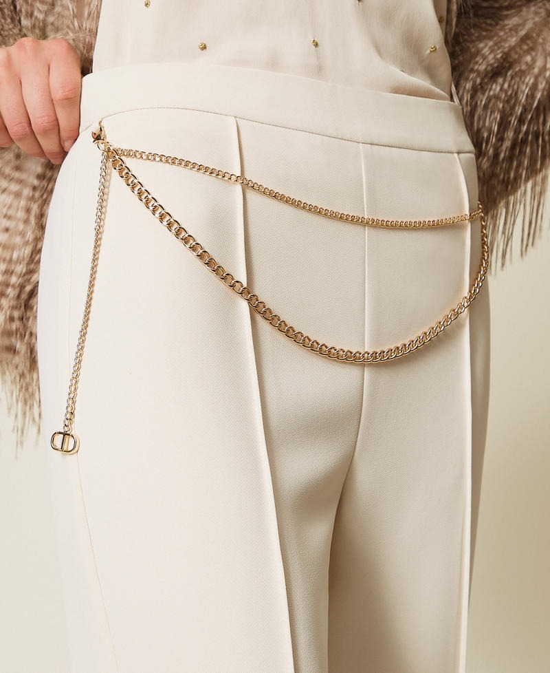 TWINSET Pantaloni Donna in crêpe cady con cintura 252TP2281 Madreperla