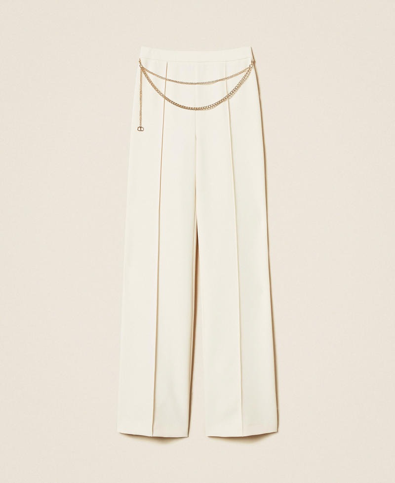 TWINSET Pantaloni Donna in crêpe cady con cintura 252TP2281 Madreperla
