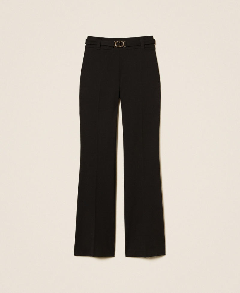 TWINSET Pantaloni Donna  flare con fibbia Oval T 252TP2602 Nero