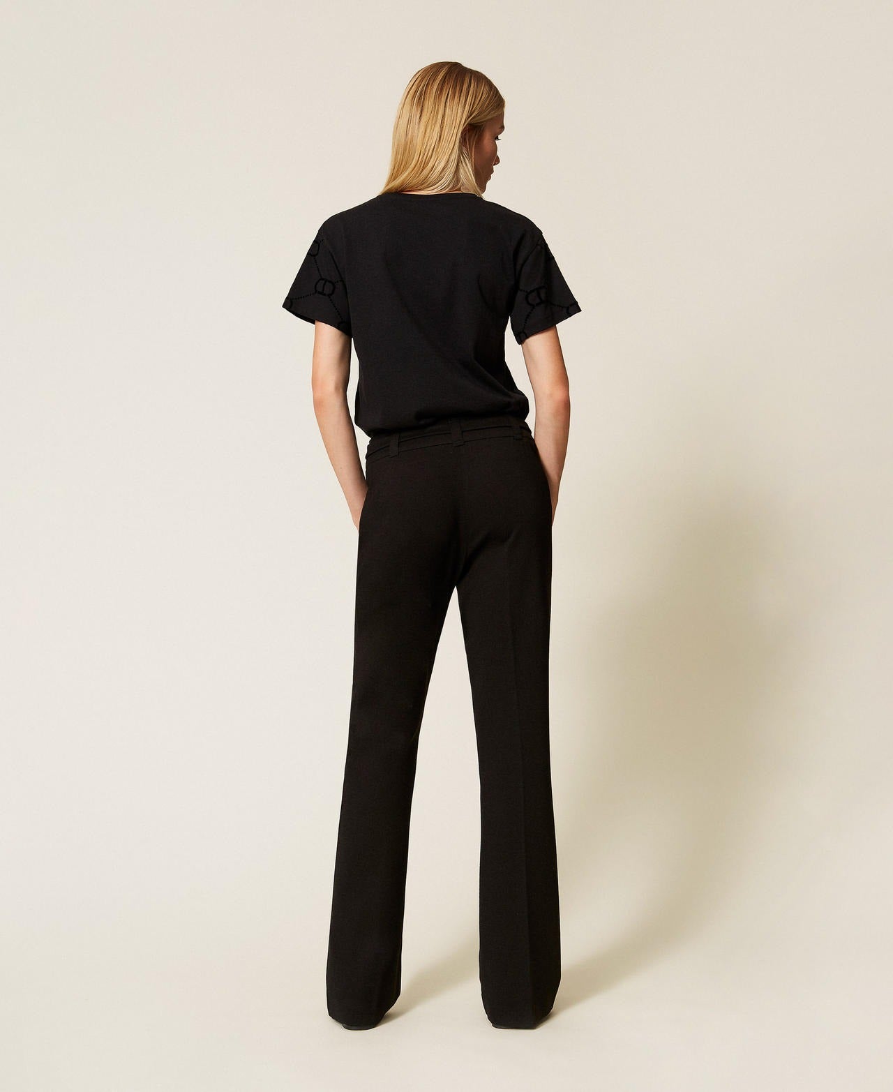 TWINSET Pantaloni Donna  flare con fibbia Oval T 252TP2602 Nero