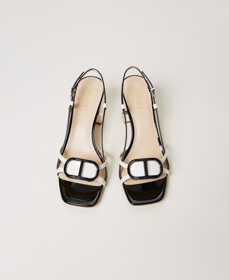 TWINSET Sandalo Donna 251TCP072 Bicolor Neve Nero