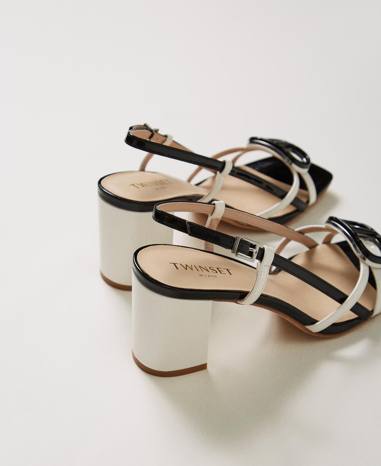 TWINSET Sandalo Donna 251TCP072 Bicolor Neve Nero