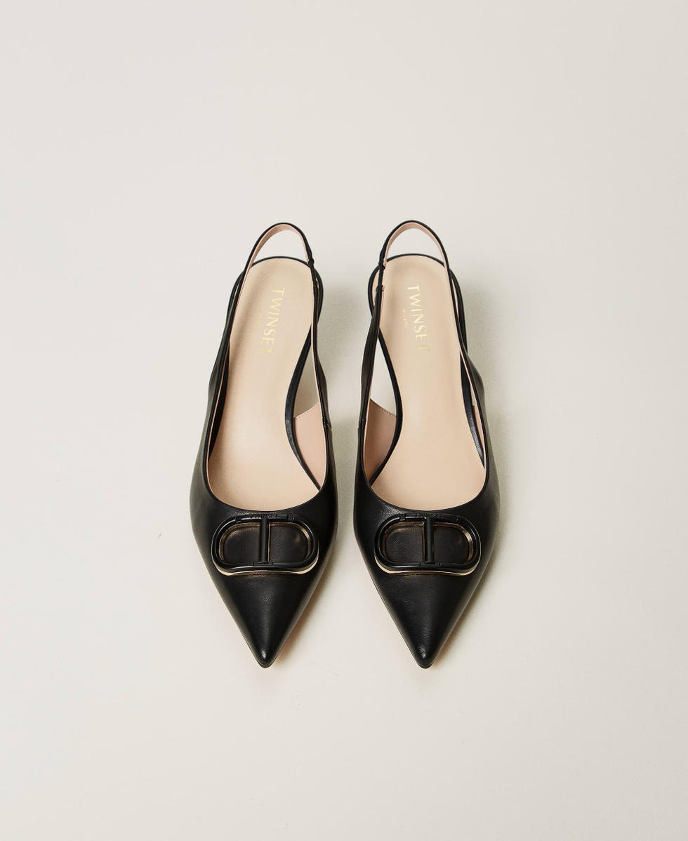 TWINSET Sling back Donna Pelle Oval T 251TCP062 Nero